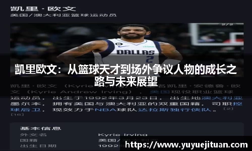 凯里欧文：从篮球天才到场外争议人物的成长之路与未来展望